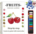 Watercolor Workbooks with Sketches, Beginner Friendly Water Coloring Book Watercolor Paint Set Art Crafts Painting Kit Gift for Adults, Any Level Artist (Fruits, with Paint Set)