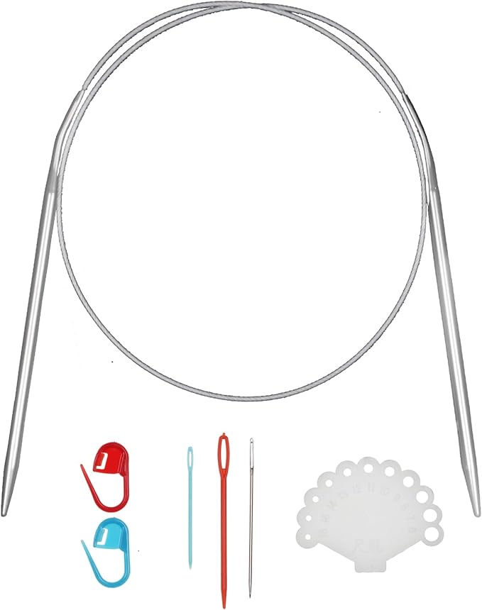 31inch (80cm) Stainless Steel Circular Knitting Needle Size US 7 (4.5mm) Metal Knitting Needles Set for Making Sweater Shawl Scarf