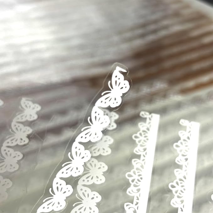 160 Pcs Transparent Lace Stickers for Scrapbooking Photo Album Card Making Journals Wedding Invitations Craft Project Decoration, White and Light Coffee Color PET Material, 40 Patterns