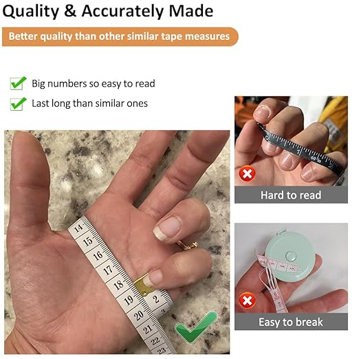 3-Pack Tape Measure Body Double Scale Soft Measuring Tape 60inch (150cm), Flexible Sewing Cloth Craft Fabric Ruler for Body Measurements & Weight Loss, Accurate & Easy to Read Large Clearly Numbers