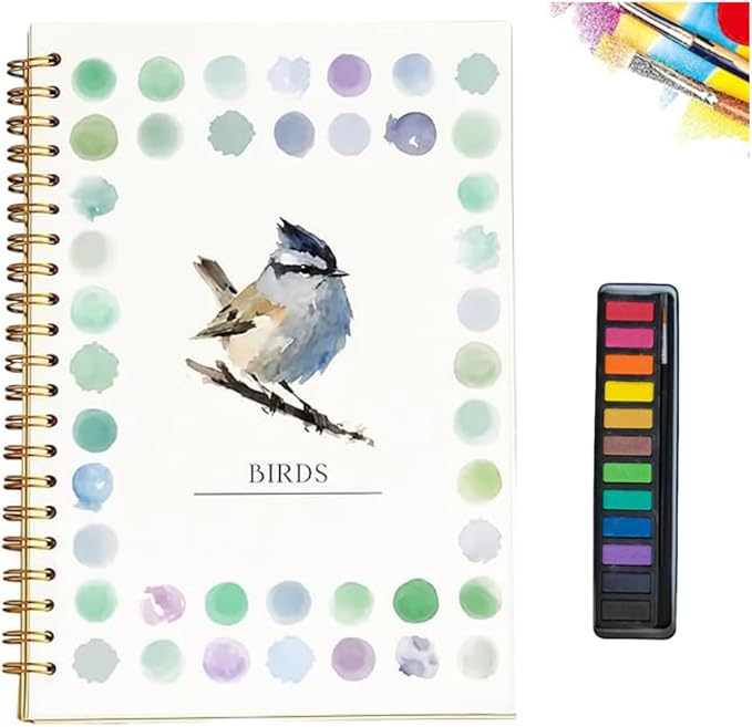 Water Color Workbook, Beginner-Friendly Watercolor Workbook, Watercolor Books, Nature Scenes Paint Set Art Crafts, with 12 Colors Paint Set with Paint Brush (C)