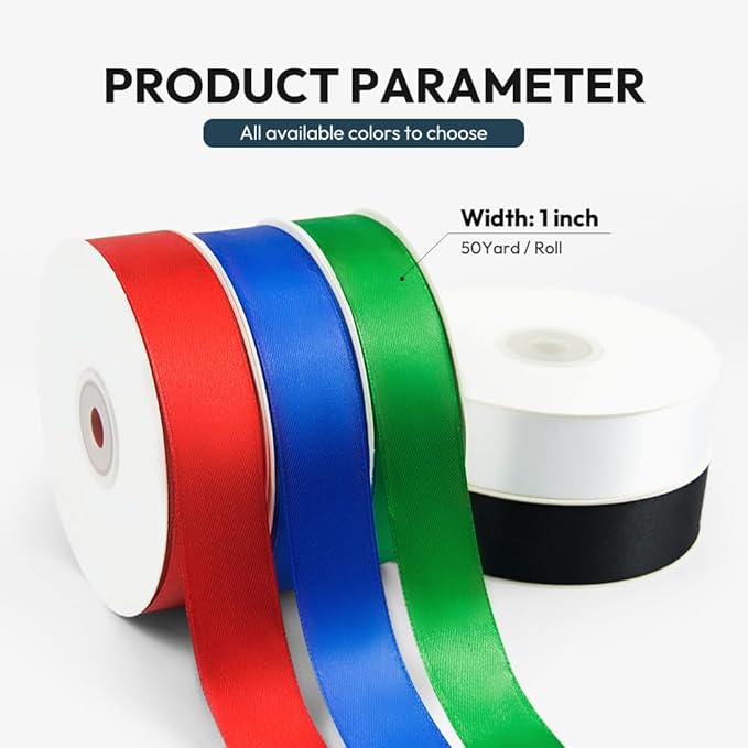 KMER LIFE 1 inch Wide x 50 Yards Royal Blue Single Faced Polyester Satin Ribbon, Royal Blue Satin Ribbon Perfect for Wedding Decor, Wreath, Crafts, Gift Wrapping & Other Projects (Royal Blue)