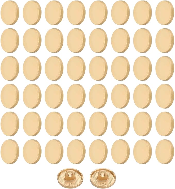 HARFINGTON 50pcs 20L Metal Round Flat Sewing Buttons 12mm Alloy Shank Craft Replacement Button for Men Women Suit Woolen Coat Shirt Trousers Sewing Crafts, Matt Gold
