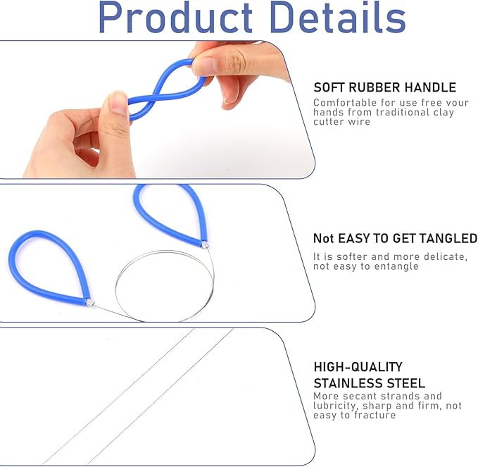 2 Pcs Clay Cutter Steel Wire Clay Cutters Wire Cutting Wheel Wire Tools Cutting Pottery Tools with Handle for Clay Artist Cheese Dough Sculpting Pottery