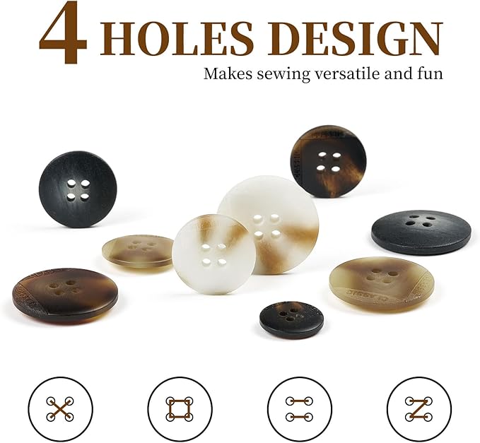 105Pcs Mixed Sewing Buttons,5 Color 4-Hole Craft Buttons,3 Size (15mm, 20mm, 25mm) Sewing Buttons for Clothes, Suitable for for DIY Crafts, Coats, Shirts, Pants, Shorts（Color7）