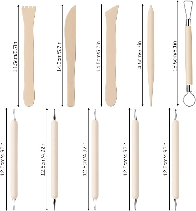 15PCS Clay Tools Kit, Pottery Tools Modeling Dotting Tool Resin Clay Sculpting Tools Kit Air Dry Clays Tool Set for Adults, Pottery Craft, Dotting, Carving, Drawing, Molding, Modeling, Shaping
