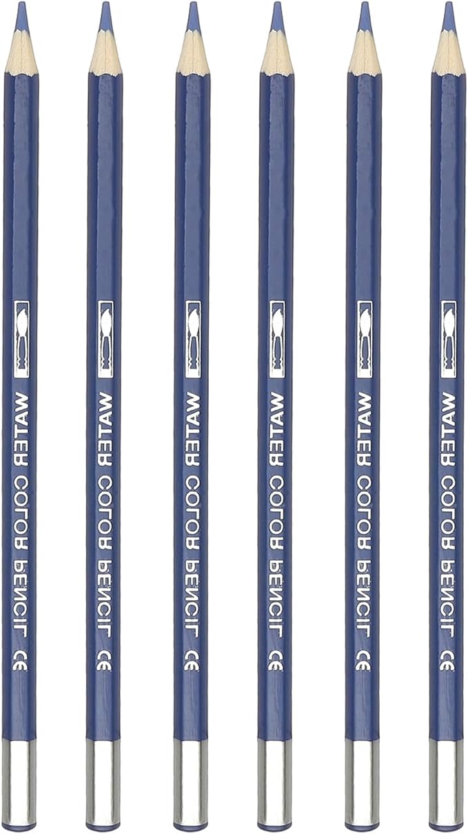 PATIKIL Watercolor Pencil, 6Pcs Water Soluble Pencils for Blending, Coloring, Sketch Drawing, Painting, Ocean Blue