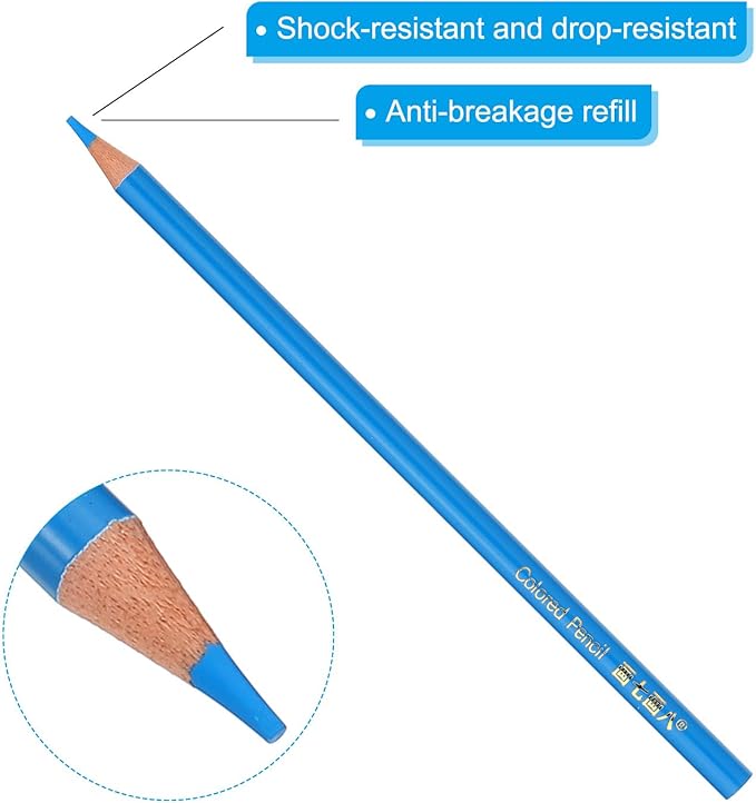 PATIKIL Sky Blue Colored Pencils Set,6 Pcs Oil Color Pencils Wooden Coloring Drawing Pencil for Artists Art Painting