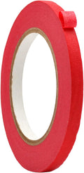 WOD MTC5 Colored Masking Tape, Red, 3/8 inch x 60 yds. Colorful Teacher Painters Tape for Fun DIY Art & Crafts, Lab Labeling, Writable & Classroom Decorations