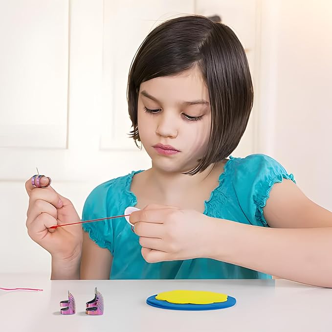 ZESION 4Pcs Sewing Thimbles, Adjustable Metal Thimbles for Hand Sewing Finger Protector, Quilting Craft Accessories for Knitting Needlework DIY Tools, Dazzling(2 Sizes, S/M)