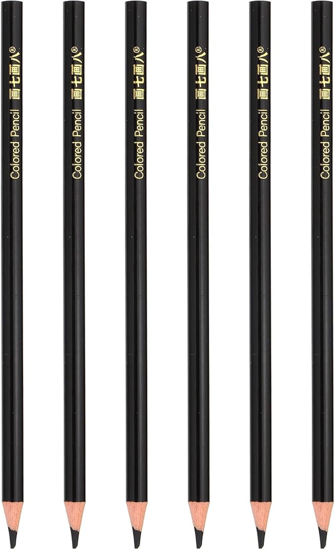 PATIKIL Black Colored Pencils Set,6 Pcs Oil Color Pencils Wooden Coloring Drawing Pencil for Artists Art Painting
