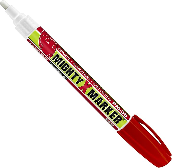 PM-36 Paint Marker, 2.3mm Bullet Tip, Permanent & Waterproof, DIY Crafts, Drawing, Glass, Ceramic, Stone, 6 Bonus Reversible Tips, Made in USA, Red 6 Pack