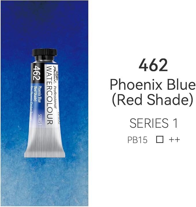 PHOENIX Professional Watercolor Paint Single Tube - 0.47 Fl Oz / 14ml - Phoenix Blue(Red Shade)