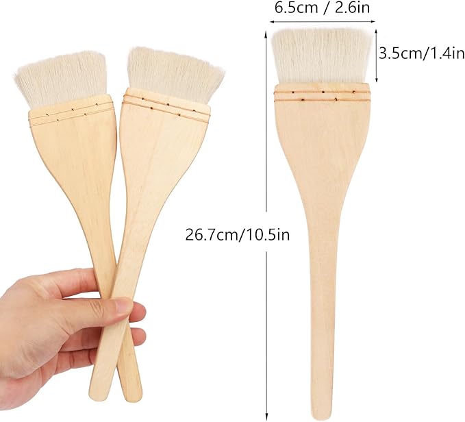 Artist's Choice Hake Paint Brush Set - Pack of 6 Flat Hake Brushes (3 inch), Crafted with Premium Goat Hair Bristles, Ideal for Watercolor, Wash, Ceramic and Pottery Painting