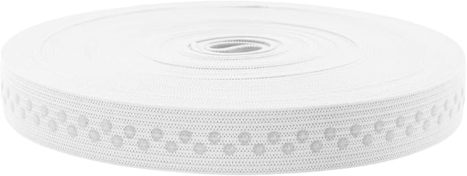 Mandala Crafts 0.5 Inch Elastic Silicone Gripper Tape for Clothing - 10 Yds Dotted Non Slip Elastic Band for Sewing - White Silicone Flat Fabric Stretchy Ribbon Straps
