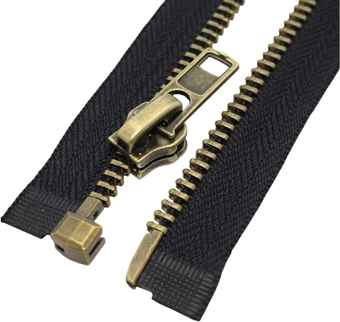 MebuZip #8 48 Inch Antique Brass Teeth Separating Jacket Zipper Right Handed Zipper Heavy Duty Metal Zippers for Men's Jackets Coats Sewing (48" RH)
