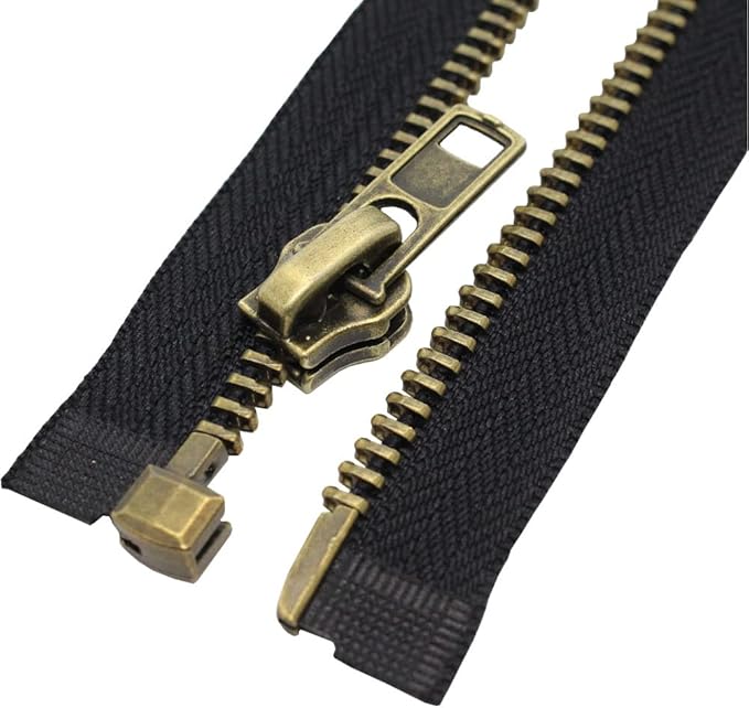 MebuZip #8 14 Inch Antique Brass Teeth Separating Jacket Zipper Right Handed Zipper Heavy Duty Metal Zippers for Men's Jackets Coats Sewing (14" RH)