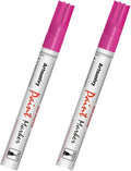 Pink Paint Pens Permanent Markers - 2 Pack Paint Markers for Metal, Rubber,Wood, Rocks, Canvas, Plastic, Dark Surface, Craft Art Supplies, Medium Tip, Quick Dry, Waterproof