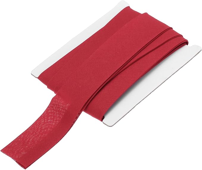 MECCANIXITY 1 Inch Double Fold Bias Tape Continuous Bulk Cotton Bias Tape for Sewing Seaming Quilting Hemming Binding Crafts (Dark Red 6 Yards)