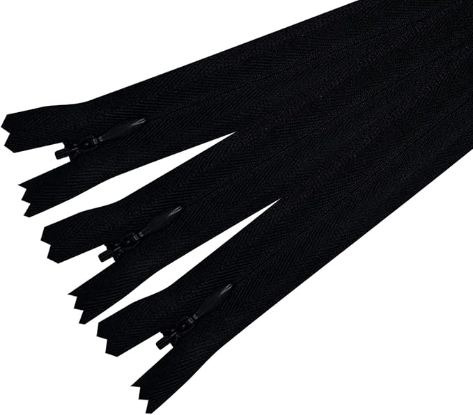 ANPURZII 3PCS #3 10 Inch Black Invisible Zippers for Sewing Skirts, Nylon Coil Bulk Zippers for Pocket, Pillow(Black 10" 3PCS)