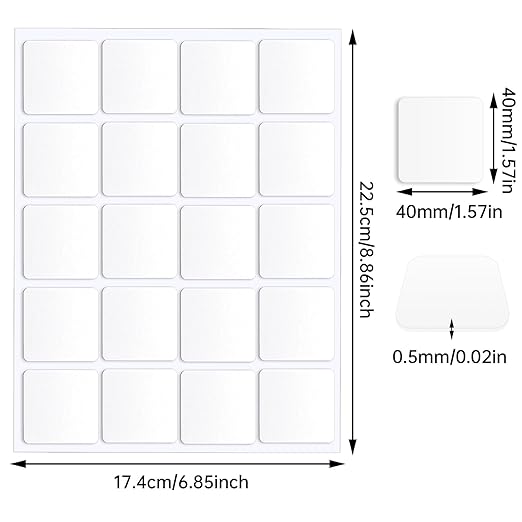 JANYUN 140 Pcs Double Sided Sticky Dots Removable Square Putty Clear Double Sided Tape for Crafts No Trace Sticky Tack Adhesive Tape (Square 40 mm)