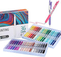36 Colors Acrylic Gel Pens for Adult Coloring Books, 0.7mm Fine Tip Pens Marker with Press Design, Quick Dry Gel Pen for Paper, Canvas, Rock, Glass, Wood