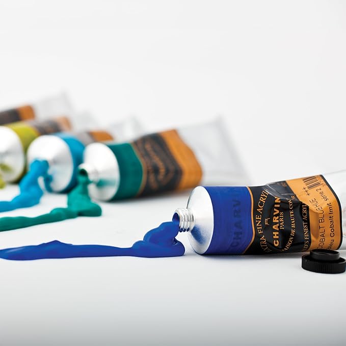 Charvin Extra Fine Professional Acrylic Paint - Cadmium Yellow Deep Genuine, 60ml Tube, Triple-Milled, Lightfast Pigments, Open Stock Artist Acrylic Paints in Nature-Inspired Hues
