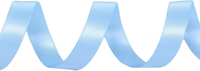YAMA Light Blue Double Faced Satin Ribbon 1/2 Inch 25 Yards Thin Baby Blue Fabric Ribbon for Gift Wrapping Crafts Hair Bows Wedding Party Decoration