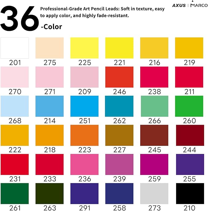 Oil-based Colored Pencils Set for Adult Professional Coloring 3.7mm Thick Core Unbreakable Great Color Rendering Iron Box Packed For Artists & Art Lovers (Renoir 3100 Series-36 Colors)