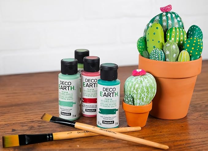DecoEARTH Acrylic Paint Set “Basic Brights” Reclaimed Premium Paint Set of 8 (2 oz.) Environmentally Friendly