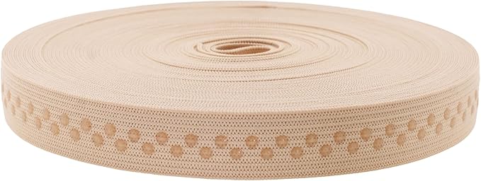 Mandala Crafts 0.5 Inch Elastic Silicone Gripper Tape for Clothing - 10 Yds Dotted Non Slip Elastic Band for Sewing - Nude Silicone Flat Fabric Stretchy Ribbon Straps