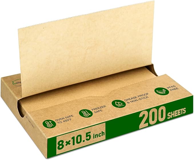 EcoDispose Precut POP UP Deli Paper Sheet Pack of 200, Interfolded Heavy Paper for Food Wrap and Serving (8" x 10-1/2", Kraft）