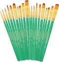Transon 20pcs Artist Painting Brush Set for Acrylic Watercolor Gouache Hobby Craft Face Rock Painting Green