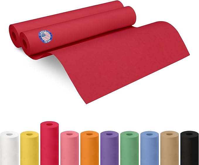 18" x 1200" (100 ft) Red Kraft Paper Roll, Pack of 2 - USA-Made Quality Craft Paper for Gift Wrapping, Kids' Arts & Crafts, School Projects - 100% Recycled, 50 lb Natural Material by IDL Packaging