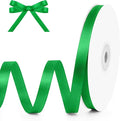 KMER LIFE 3/8" Wide x 50 Yards Green Single Faced Polyester Satin Ribbon - Perfect for Wedding Decor, Wreath, Crafts, Gift Wrapping & Other Projects