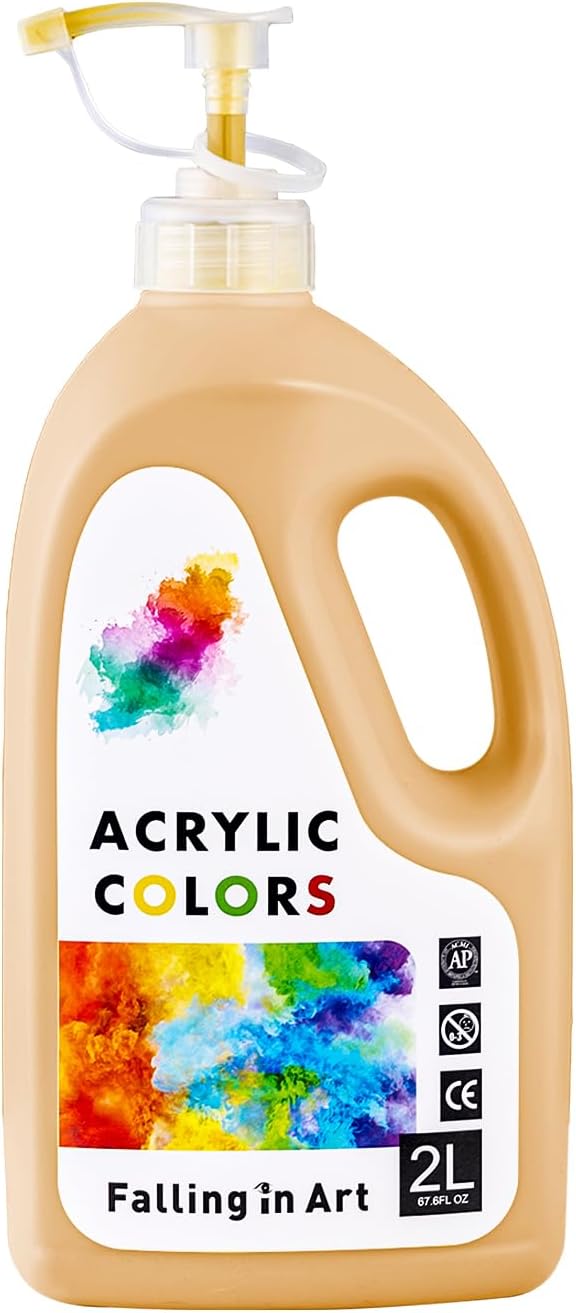 Falling in Art Orcha Yellow Acrylic Paint, Large 67.6Oz Premium Pouring Acrylic Paint, Perfect for Canvas, Wood, Ceramic, and More
