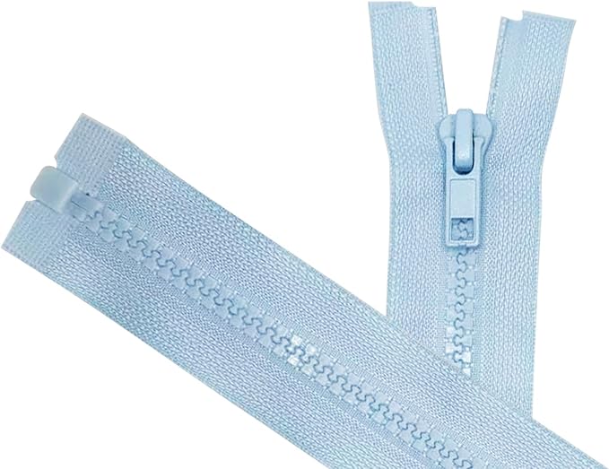 ANPURZII 2PCS #5 22 Inch Sky Blue Separating Jacket Zippers for Sewing Coats, Molded Plastic Bulk Zippers(SkyBlue 22" 2PCS)