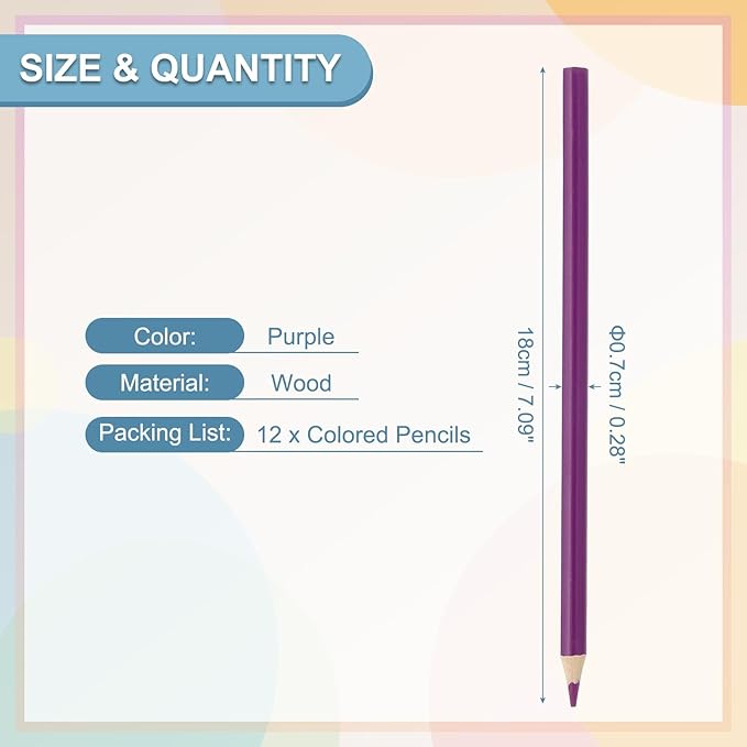 PATIKIL Purple Colored Pencils Set, 12Pcs Oil Color Pencils Wooden Coloring Drawing Pencil for Artists Art Painting