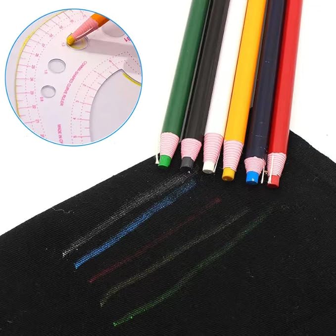 Sewing Pencil 12 PCS Colors Invisible Erasable Fabric Pencils For Leather Cut Marks, Student Drawing, Tailor Mark