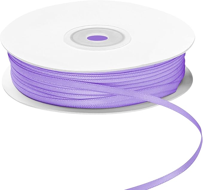 LIUYAXI Light Purple Double Faced Satin Ribbon, 1/8" X Continuous 100 Yards, Thin Ribbons Perfect for Gift Wrapping Wedding Invitation Card Hair Bows Tag Floral Arrangement DIY Craft
