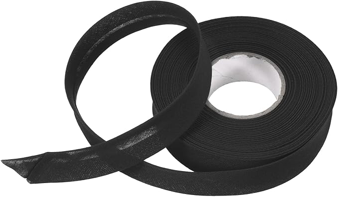 MECCANIXITY 3/4 Inch Single Fold Bias Tape Polyester Continuous Bulk Bias Tape for Sewing, Seaming Quilting Hemming Binding Crafts (Black 10 Yards)