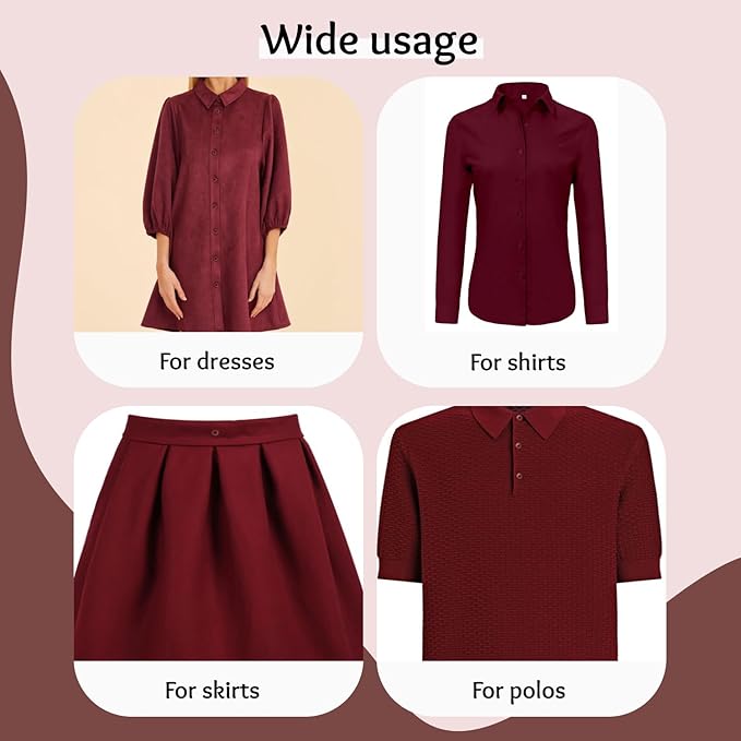 100 Pcs Wine Sewing Buttons 16L (10mm) 4 Hole Round 0.4 inch Button Plastic Red Brown Bulk Standard Shirt Front Ideal for Pants Blouse Shirt Dress Skirt Shorts Decorative DIY Arts