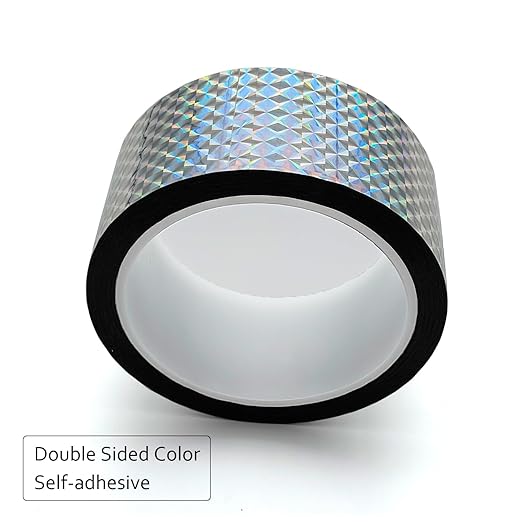 Reflective Crafting Tape, Graphic Glitter Holographic Prism Tape, for Craft Project, DIY Art, Holiday Packing, Wrapping, Keep Birds Away, 1.8 Inches by 55 Yards (Holographic-FG)