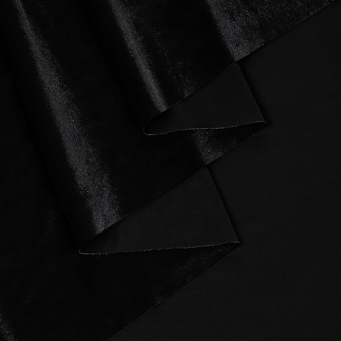 KKJIAF Black Stretch Velvet Fabric 60 Inch Wide, 2 Yard Soft Stretchy Fabric for Sewing Clothes, Apparel, Costume, Crafts - 90% Polyester 10% Spandex