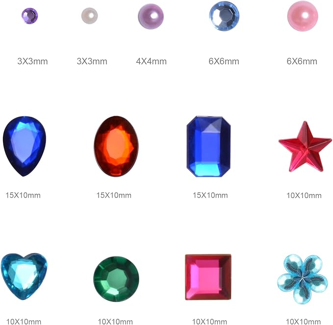 2102pcs Gems Stickers, Self Adhesive Gems for Crafts Bling Rhinestones for Crafts, Assorted Shapes Jewels Rhinestones Stickers, Muticolor