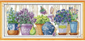 Stitchmelody Stamped Cross Stitch Kits,11CT Pre-Printed Pattern Embroidery Set DMC Cross-Stitch Kit (14CT Stamped kit,The pottings)