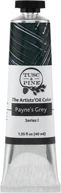Tusc & Pine Artist Oil Paint - Payne's Grey, 40 ml, Non-Yellowing, Rich & Creamy Consistency, Maximum Pigment Load, Small Batch Milled Oil Paints Made in the USA for Professional Artists