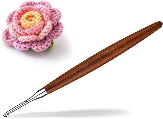Lunarm 3mm Crochet Hook, Ergonomic Aluminum Crochet Hook with Wood Handle Available in 3mm-10mm for Arthritic Hands DIY Craft Knitting Dolls, Bouquets, Blankets, Hats, Gloves from Various Yarns