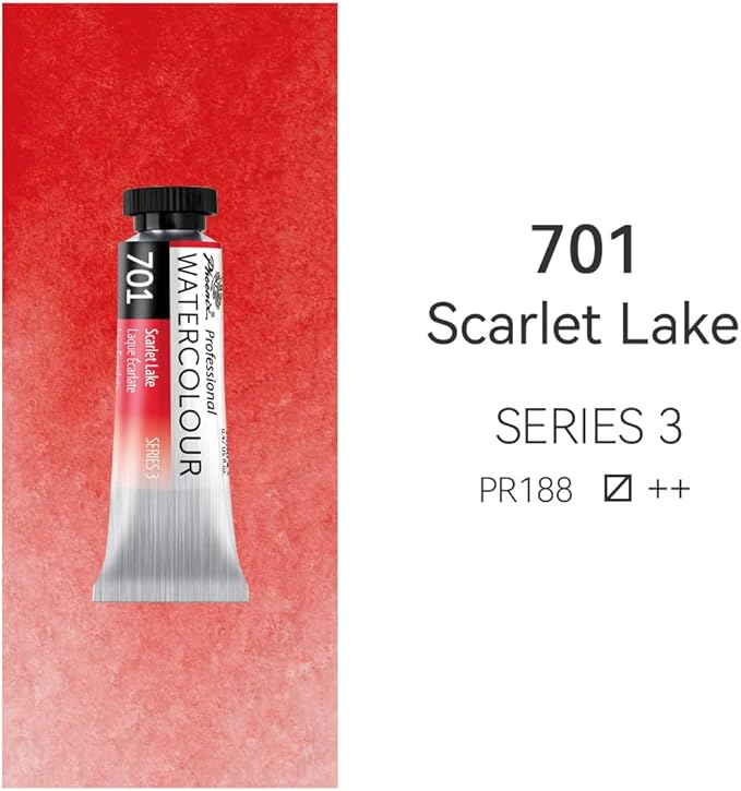 PHOENIX Professional Watercolor Paint Single Tube - 0.47 Fl Oz / 14ml - Scarlet Lake