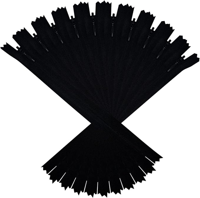 ANPURZII 10PCS #3 18 Inch Black Invisible Zippers for Sewing Skirts, Nylon Coil Bulk Zippers for Pocket, Pillow(Black 18" 10PCS)